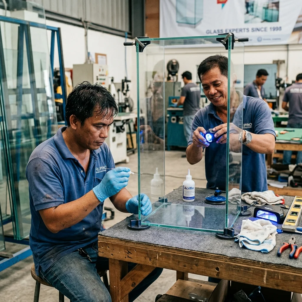 Frameless UV-Bonded Glass Assembly