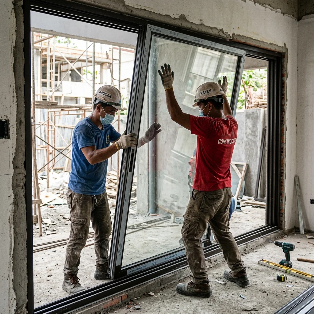 Double-Glazed Sliding Door Frame Detail